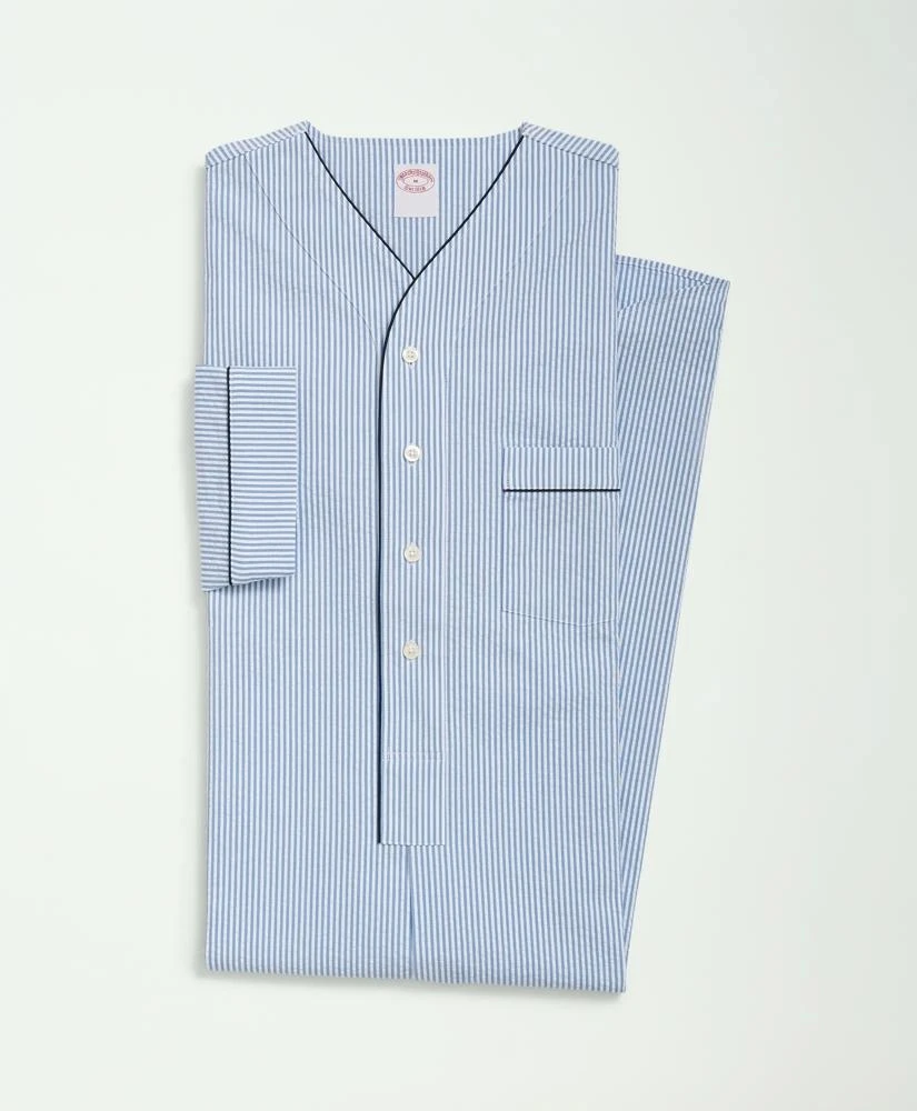 Brooks Brothers Stretch Cotton Seersucker Striped Nightshirt 1