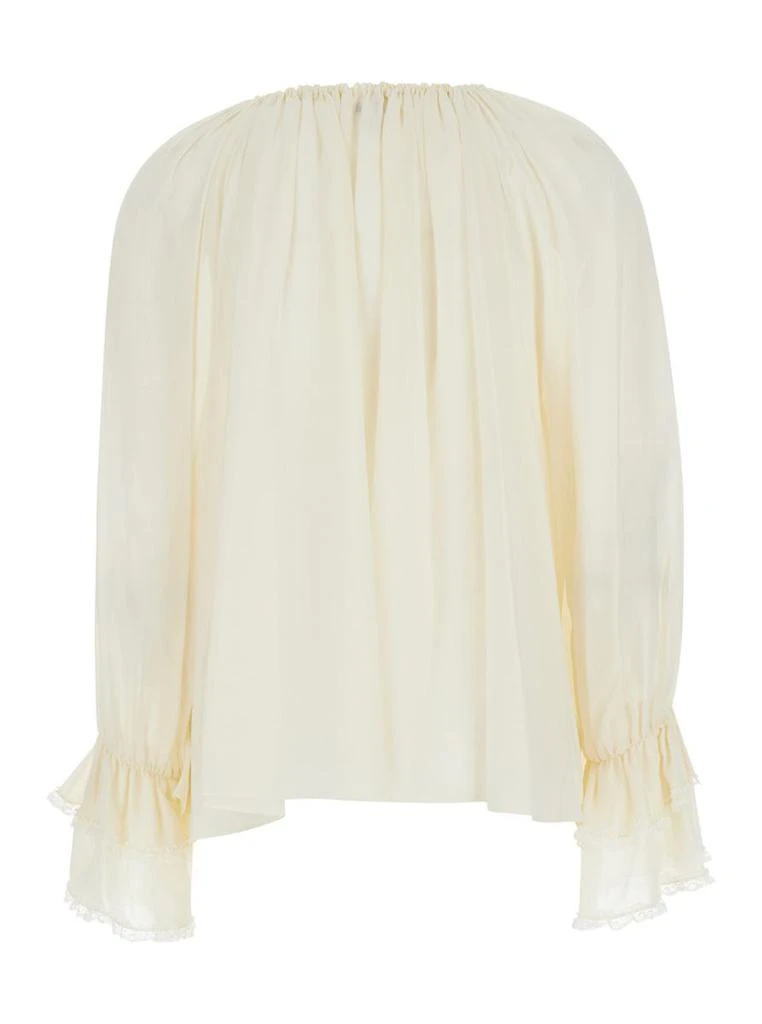 Chloé Cream White Loose Blouse With Drawstring In Silk Woman 2