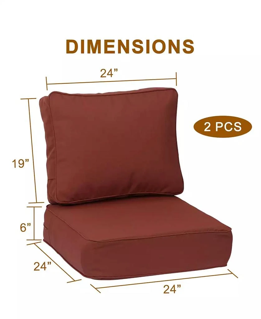 Aoodor Outdoor Patio Chair Cushions Set, Sunbrella Fabric Weather-Resistant Outdoor Cushion with Individual Pocket Springs, Set of 2 2