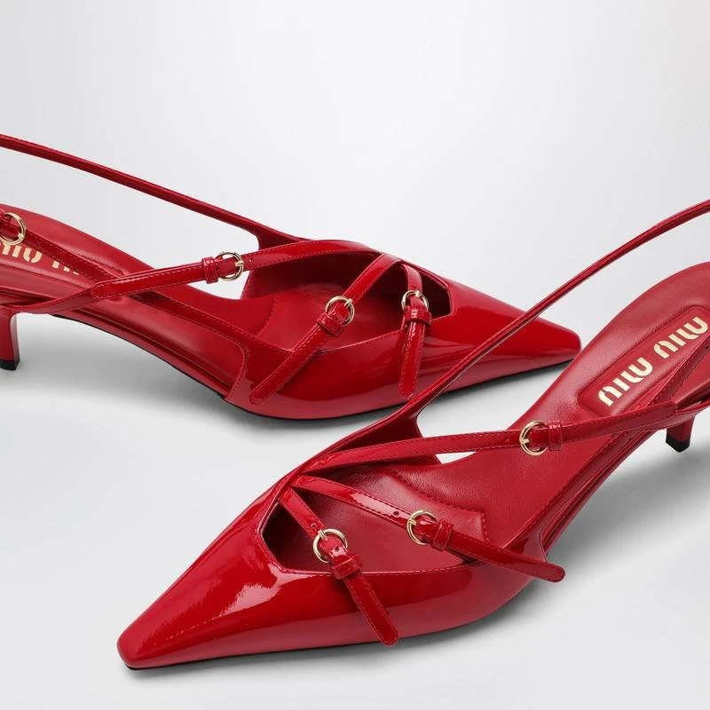 Miu Miu Red patent leather slingback décolleté with buckles 5