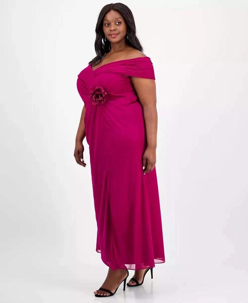 Alex Evenings Plus Size Rosette-Trim Slit-Front A-Line Dress 3