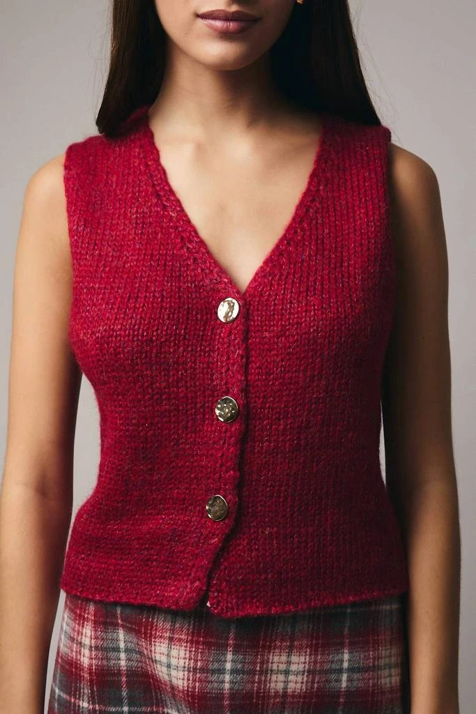 Sunday Edition Hadley Lurex Sweater Vest In Berry