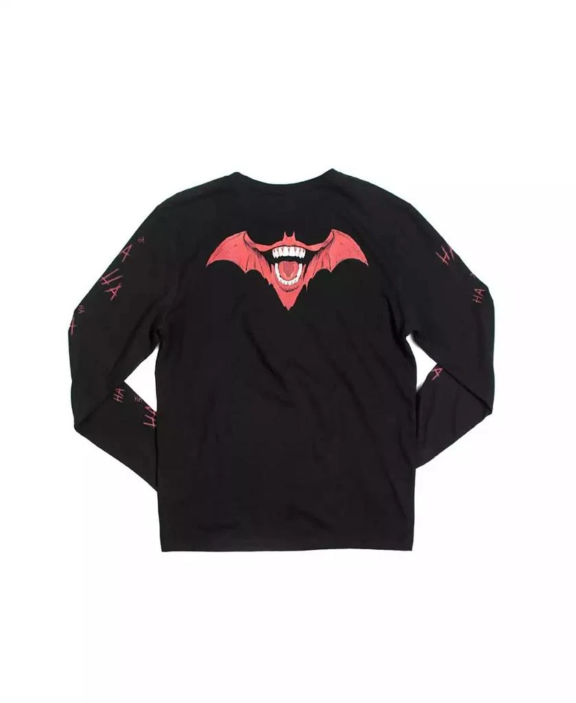 Heroes & Villains Men's Black Batman Joker Mash-Up Long Sleeve T-Shirt 2