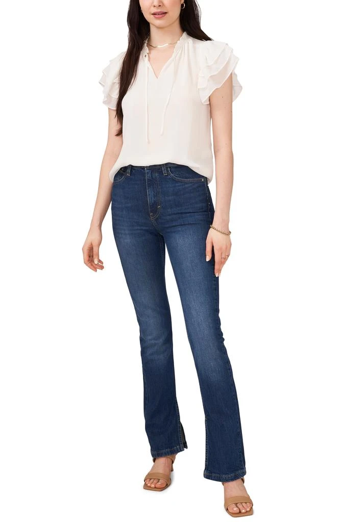 1. State Flutter Sleeve Split Neck Chiffon Blouse 3