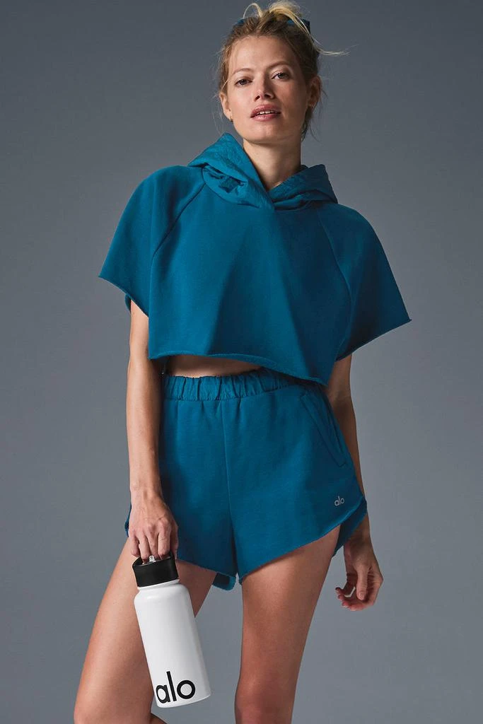 Alo Cropped In The Air Short Sleeve Hoodie - Eclipse Blue 1