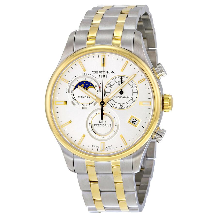 Certina DS-8 Chrono Moonphase Silver Dial Two-tone Men's Watch C0334502203100