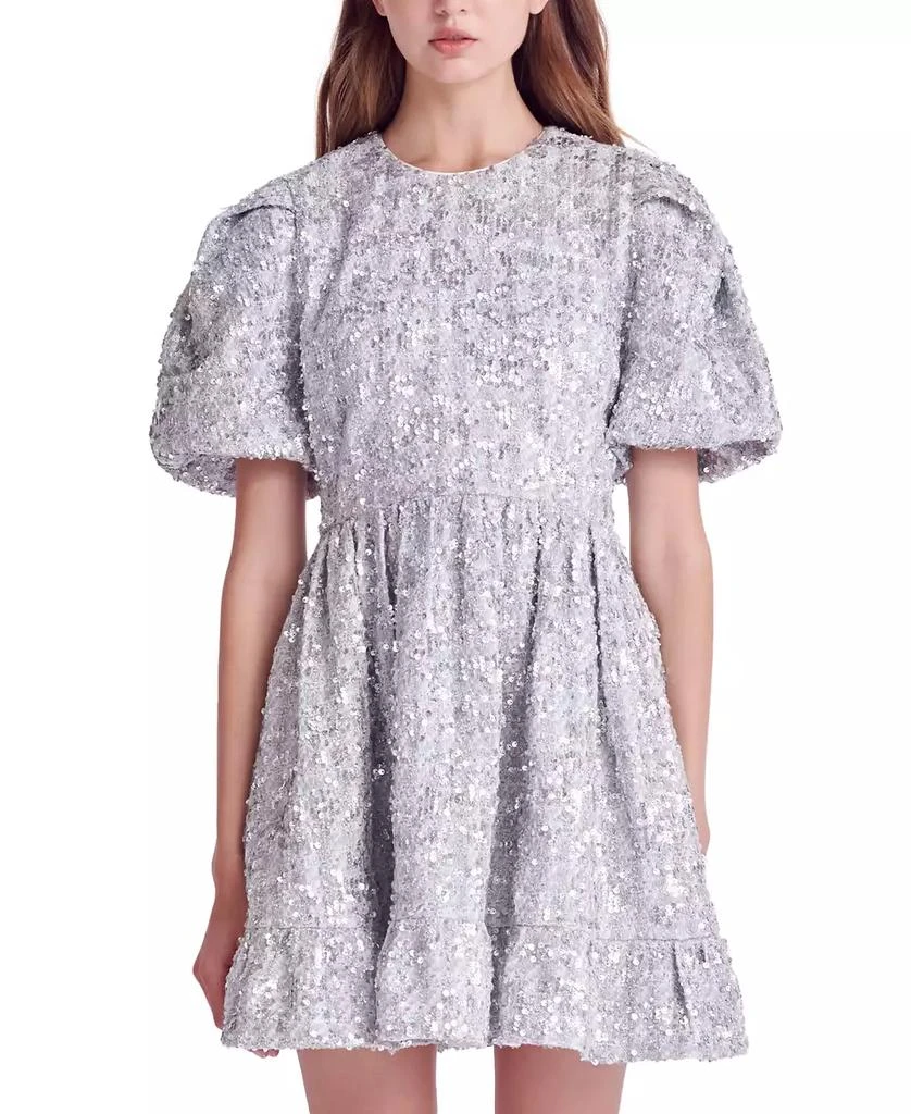 English Factory Women's Sequined Tweed Mini Dress 1