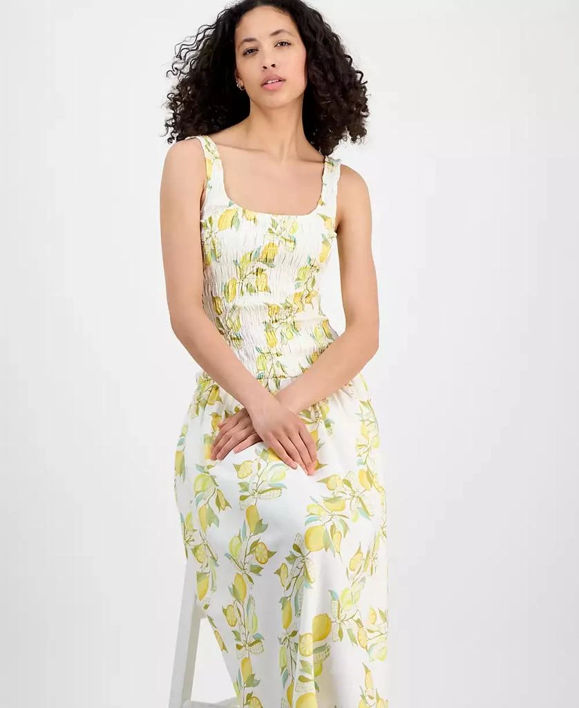 Avec Les Filles Women's Printed Smocked Drop-Waist Maxi Dress 2