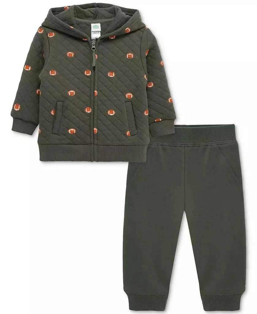 Little Me Baby Boys Zip-Up Football Hoodie 
Pants, 2 Piece Set