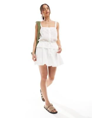 ASOS ASOS DESIGN tie waist lace insert cami top in white 2