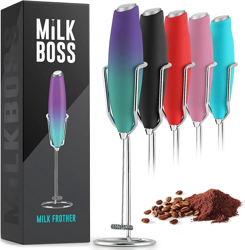 Zulay Kitchen Milk Boss Powerful Milk Frother Handheld With Upgraded Holster Stand 8