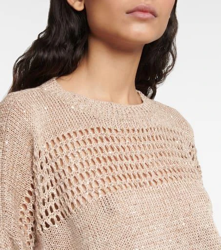 Brunello Cucinelli Embellished openwork sweater 4