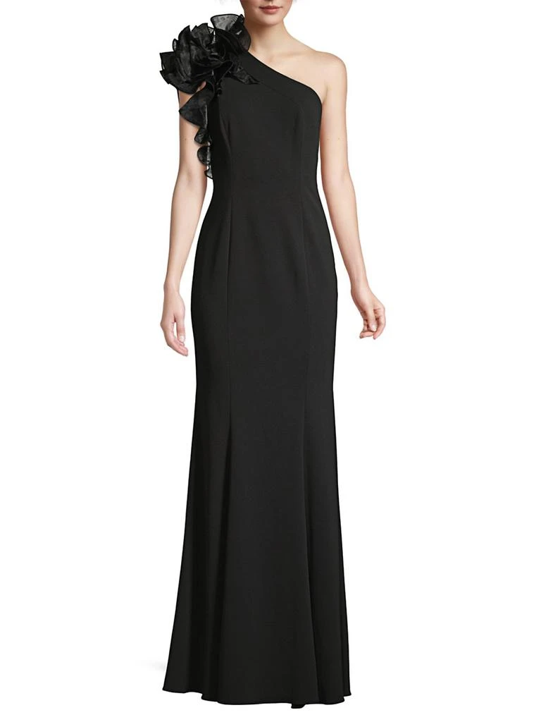 Aidan Mattox Organza Ruffle One-Shoulder Gown 2