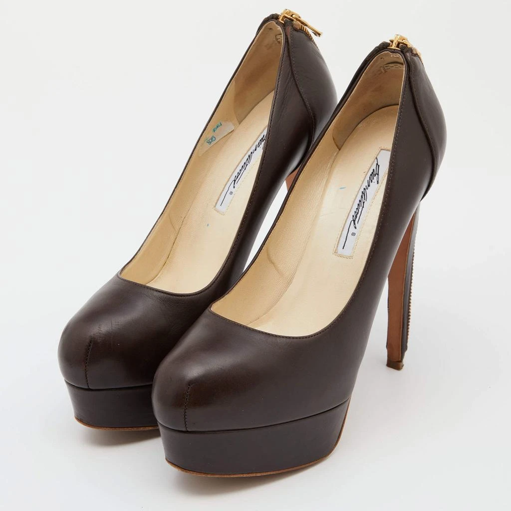 Brian Atwood Brian Atwood Brown Leather Chain Heel Platform Pumps Size 38.5 2