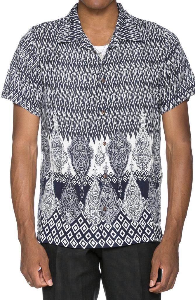 Raga Geometric Print Short Sleeve Button-Up Shirt