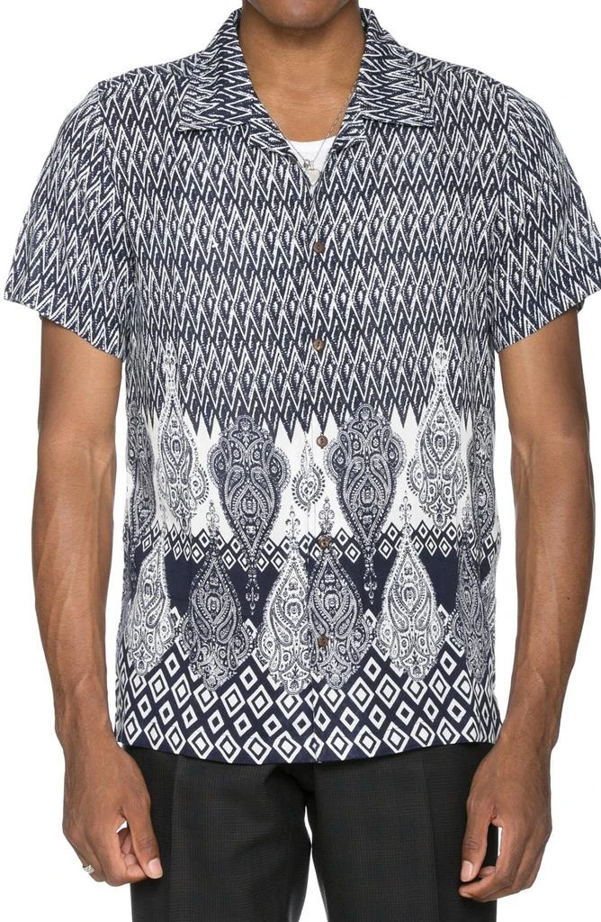 Raga Geometric Print Short Sleeve Button-Up Shirt 1