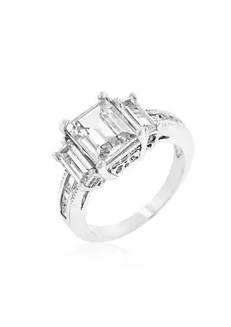 JGI Emerald Cut Triplet Engagement Ring 1