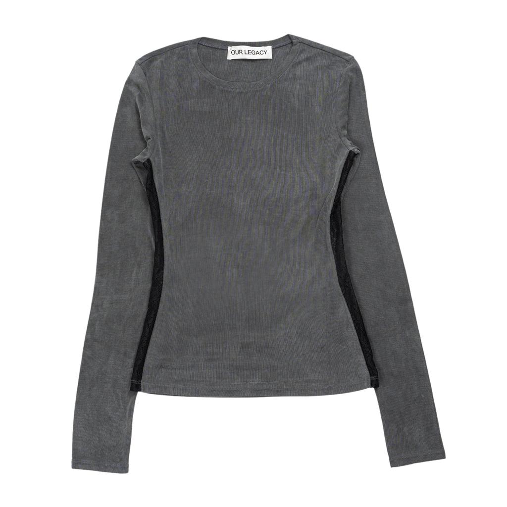 【OUR LEGACY】(W)SUPER SLIM LONGSLEEVE Dark Grey Lace Cupro Our Legacy - Super Slim Longsleeve Dark Grey Lace Cupro. 100