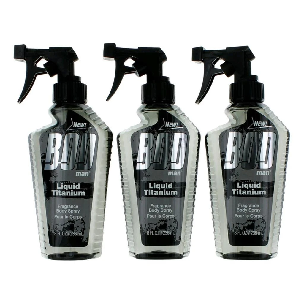PARFUMS de COEUR ambodmlt8bs3p 8 oz Bod Man Liquid Titanium by  Fragrance Body Spray for Men - Pack of 3 1