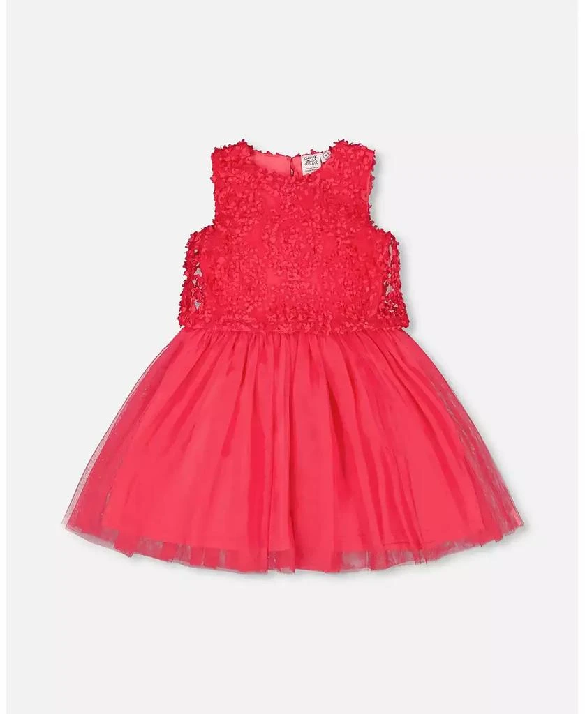 Deux par Deux Big Girls Sleeveless Textured Rosette Dress Pink