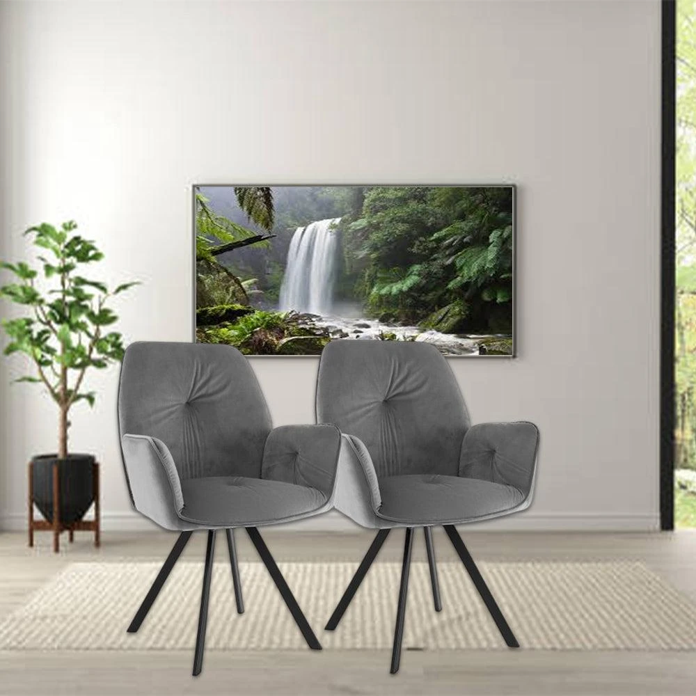 Hivvago Set of 2 Swivel Accent Chairs with Wide Back and Metal Legs