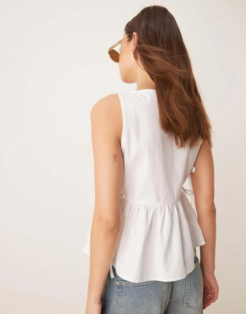 ASOS ASOS DESIGN tie side babydoll tank top in white 3
