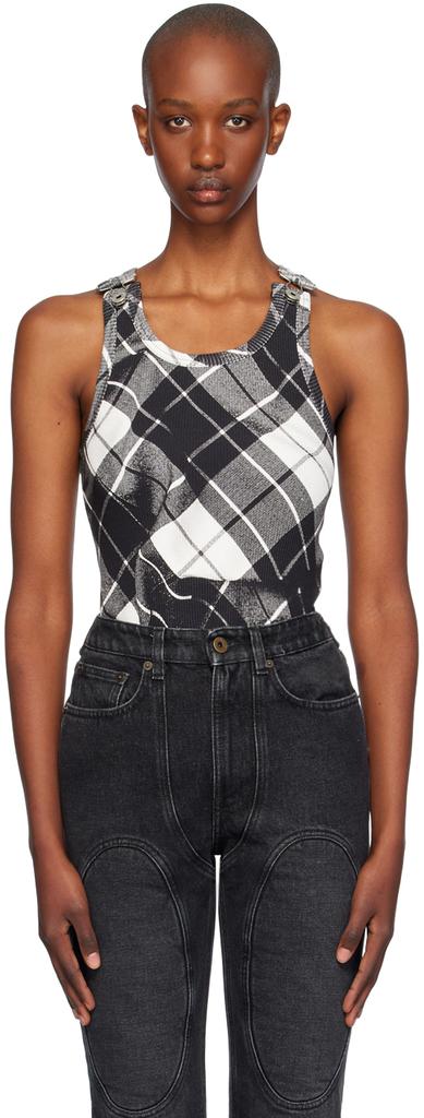 Jean Paul Gaultier Black & White Tartan Tank Top
