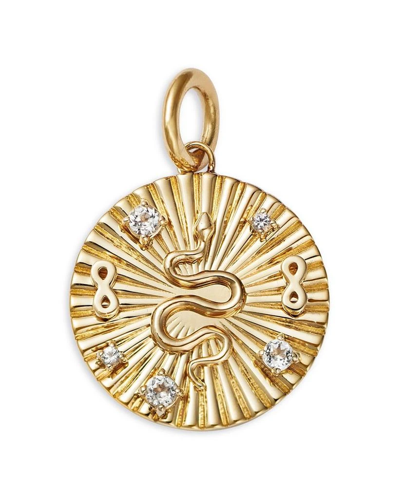 Moon 
Meadow 14K Yellow Gold White Topaz Snake Disc Pendant 1