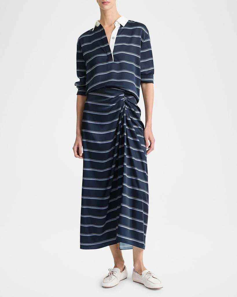Vince Gathered Rugby Stripe Midi Skirt 2