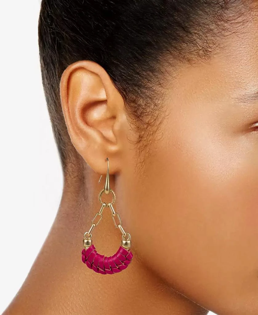 Patricia Nash Gold-Tone Leather-Wrapped Open Drop Earrings 2