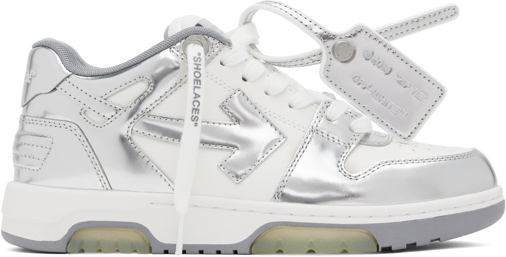 White & Silver Out Of Office Mirror Leather Sneakers – On