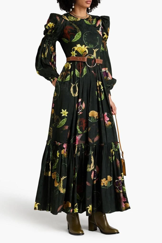 Agua by Agua Bendita Secreto ruffled floral-print jacquard maxi dress 2