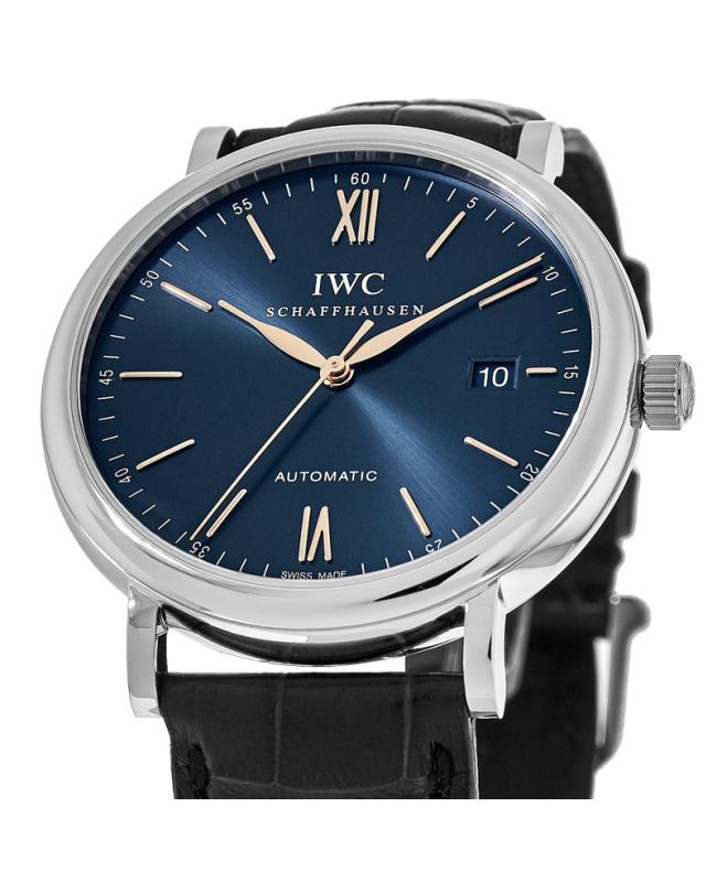 IWC Schaffhausen IWC Portofino Automatic Blue Dial Leather Strap Men's Watch IW356523