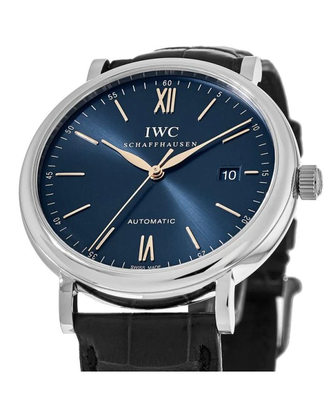 IWC Schaffhausen IWC Portofino Automatic Blue Dial Leather Strap Men's Watch IW356523 2