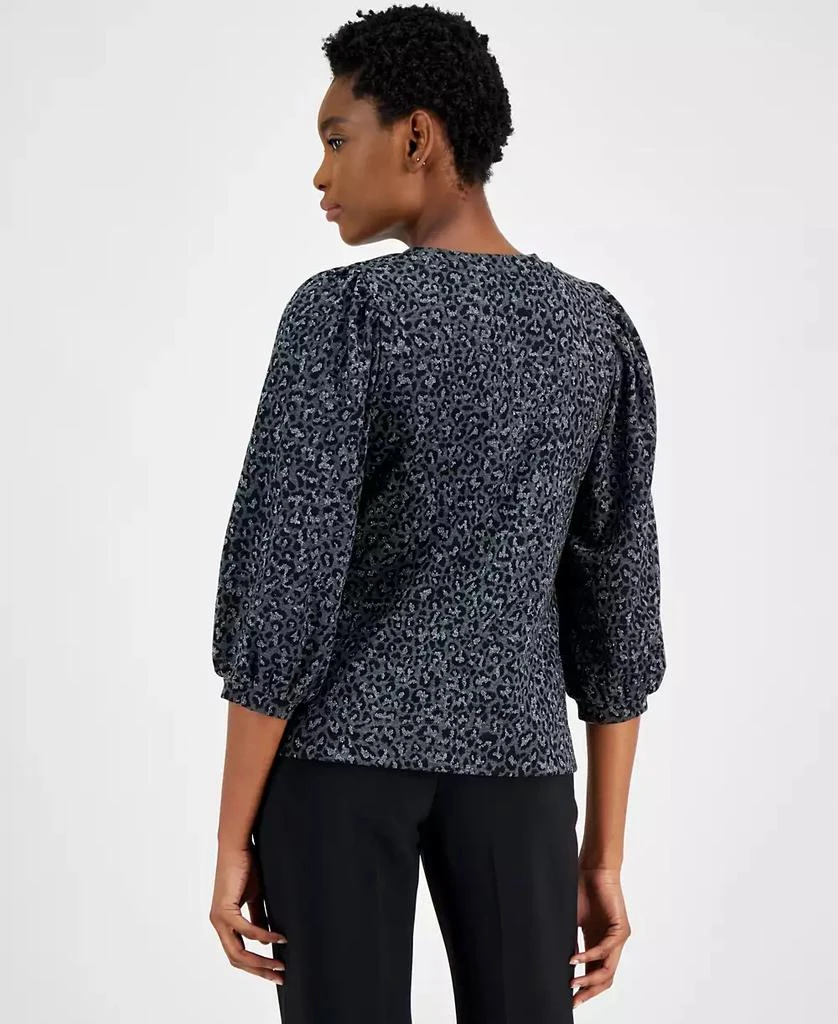 Ann Klein Women's Leopard-Print Jacquard Top – On Sale Now with Up
