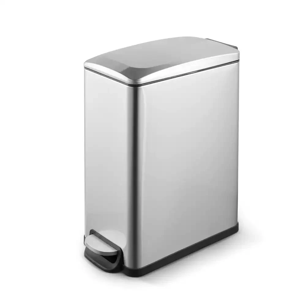 Mega Casa 2.6 Gal./10 Liter Slim Stainless Steel Step-on Trash Can for Bathroom and Office