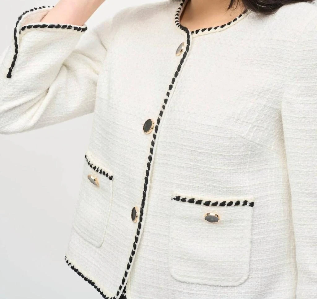 JOSEPH RIBKOFF Bouclé Jacket In Winter White / Black 3
