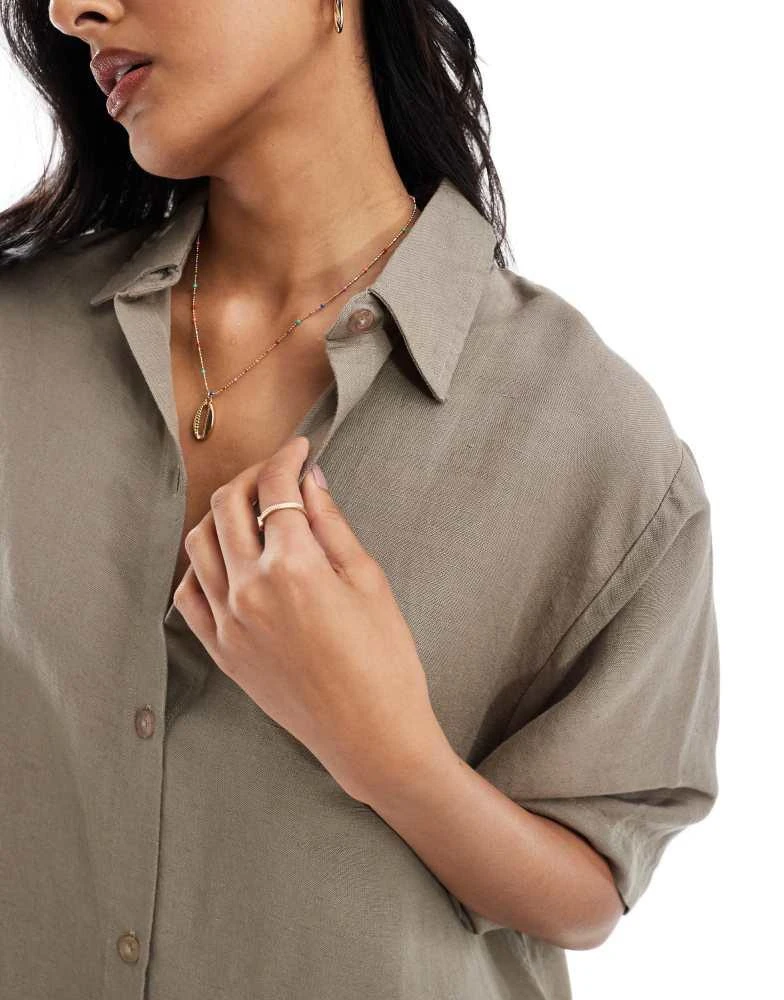 HERA Hera linen mix shirt dress in marsh grey 3