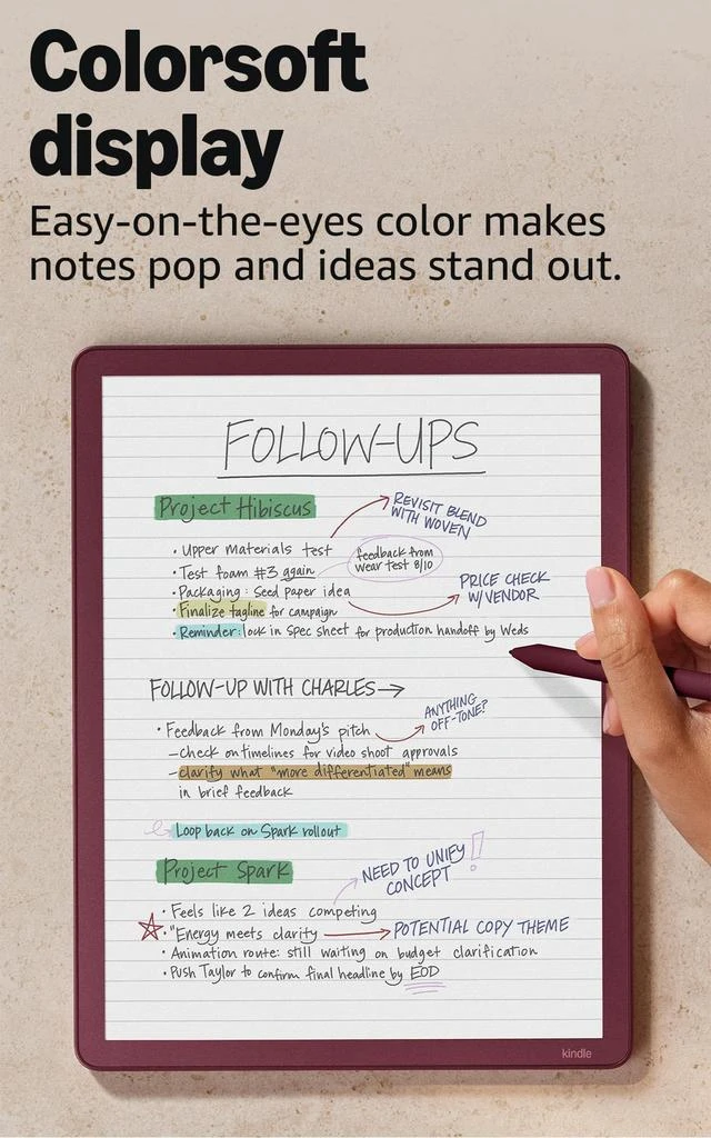 Amazon Amazon Kindle Scribe Colorsoft 32GB (newest model) — 11” paper-like color display with front light — Thin, light, powerful — Write in notebooks, documents, and books. Includes Premium Pen - Graphite 4