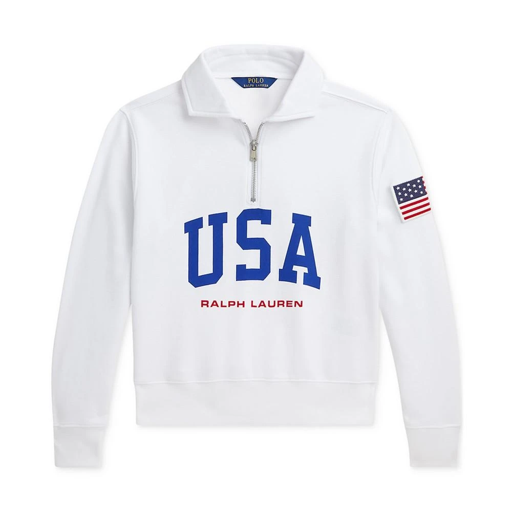 Ralph Lauren Big Girls Logo French Terry Quarter-Zip Pullover 1
