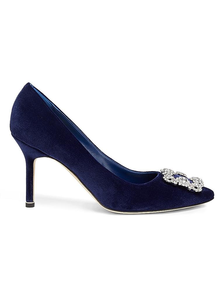 Manolo Blahnik Hangisi Crystal-Embellished Buckle Pumps