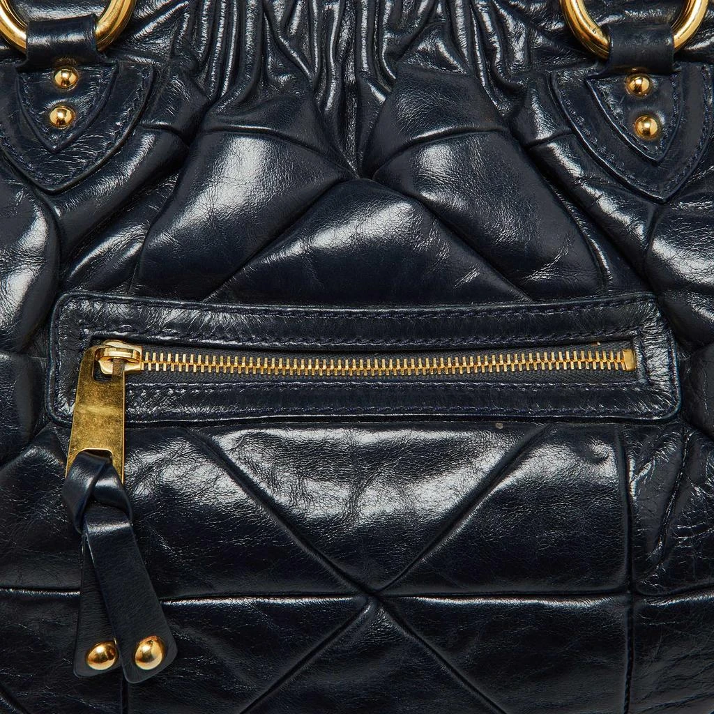 Marc Jacobs Marc Jacobs Navy Blue Quilted Leather Stam Satchel 11
