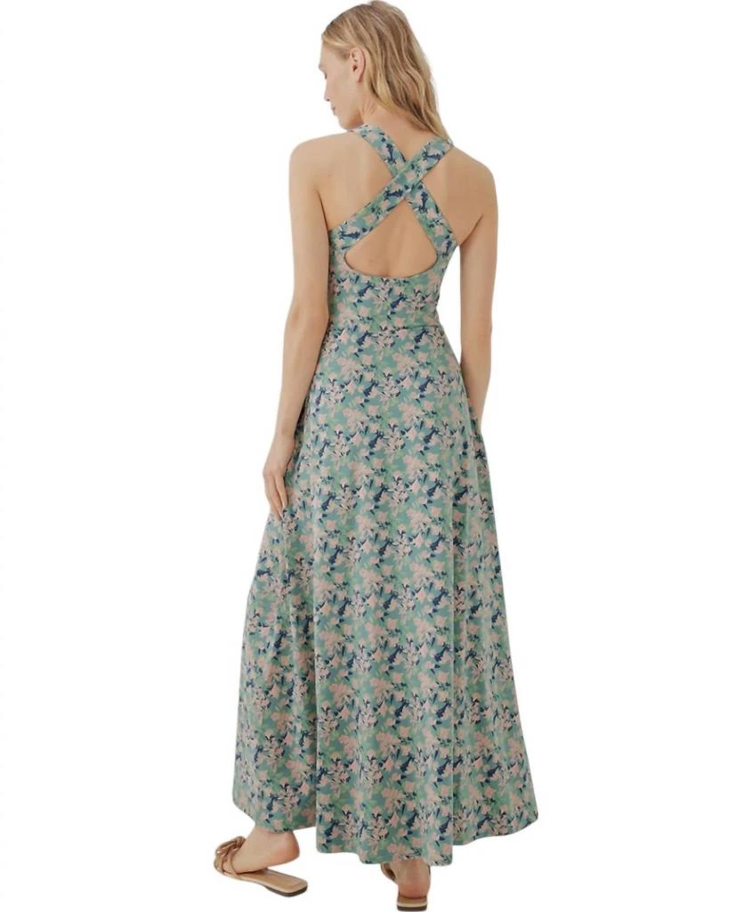 pact Fit & Flare Open Back Maxi Dress In Shadow Floral Pruce 2