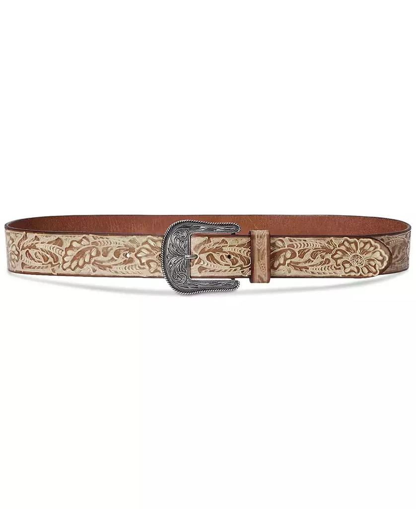 Ralph Lauren Women's Tooled Burnished Leather Belt 1