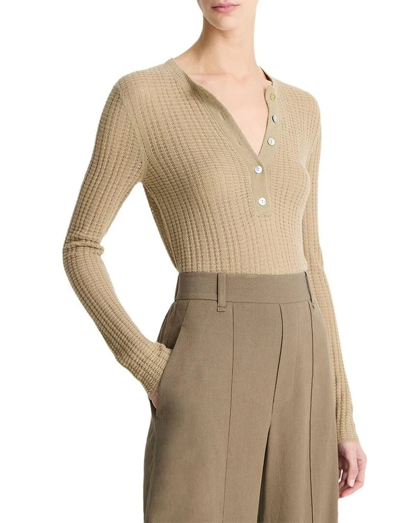 Vince Waffle Knit Cashmere & Silk-Blend Henley 1