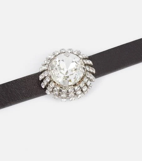 Miu Miu Crystal-embellished leather choker 4