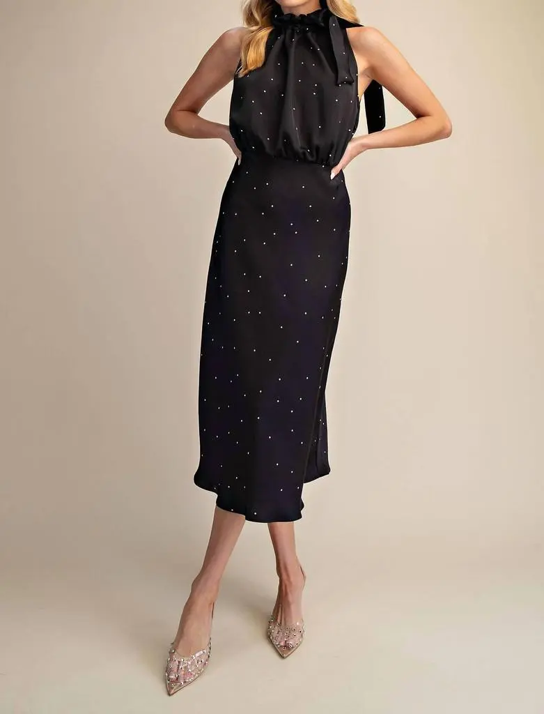GLAM Glam - Ruffle Tie Neck Sleeveless Midi Dress