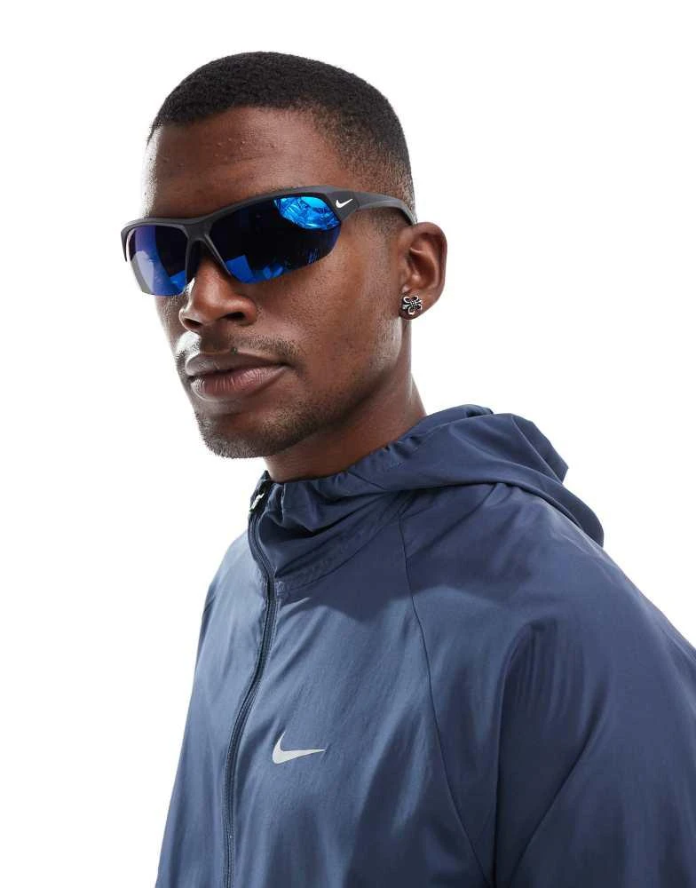 NIKE Nike Skylon Ace running sunglasses in matte black and grey blue mirror 1