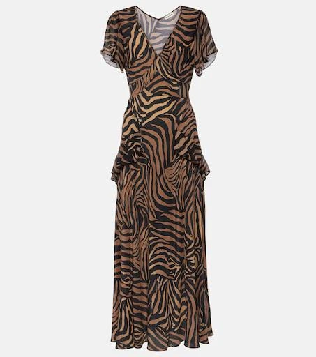 evie silk midi dress Evie Silk Midi Dress in Bohemia Spot Deep Navy