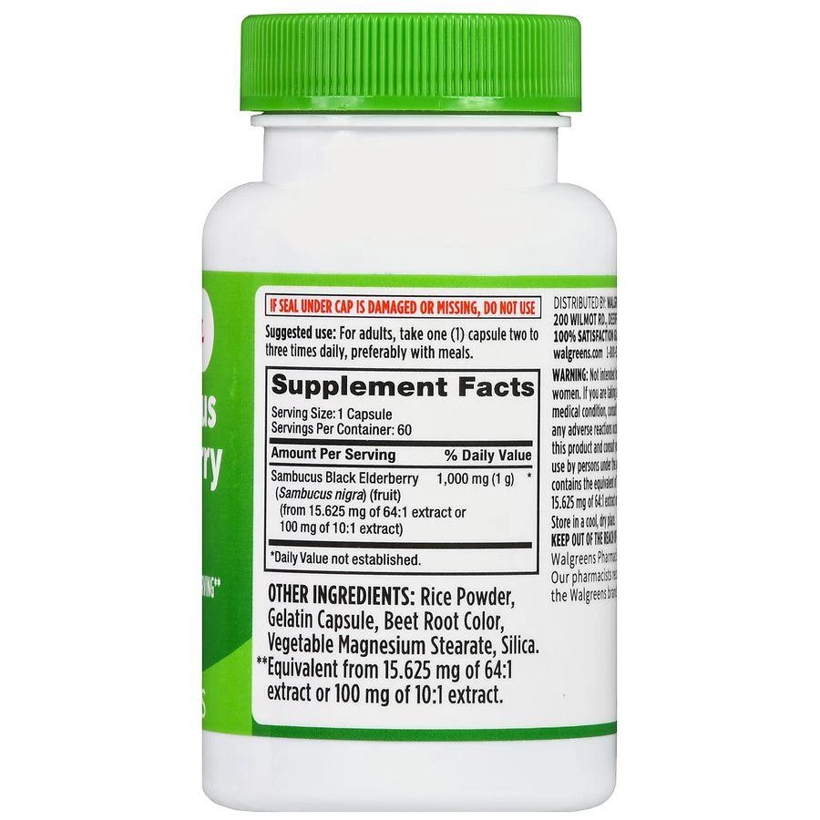 Walgreens Sambucus Elderberry Extract 1000 mg Capsules (60 days) 3